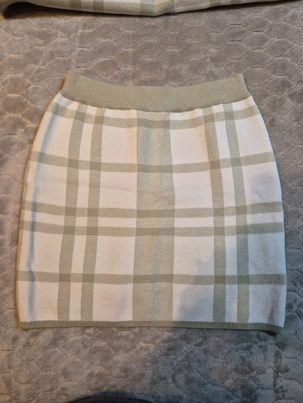 Lena Plaid Crop Top & Mini Skirt Matching Sweater Set, Medium, Like New - Picture 9 of 14